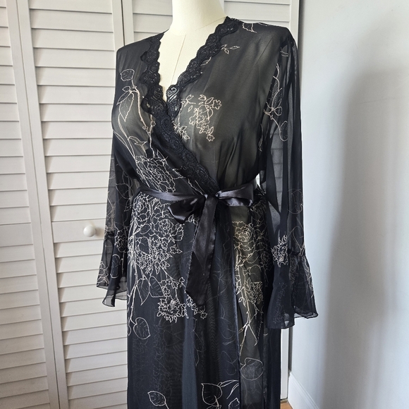 Delicates Floral Sheer Robe Women's‎ XL Whimsigoth Fairygrunge Romantic Retro - Picture 4 of 12